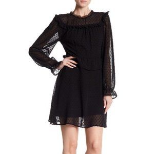 Romeo Juliet Couture High Crochet Neck black mini  Dress  long sleeves Medium